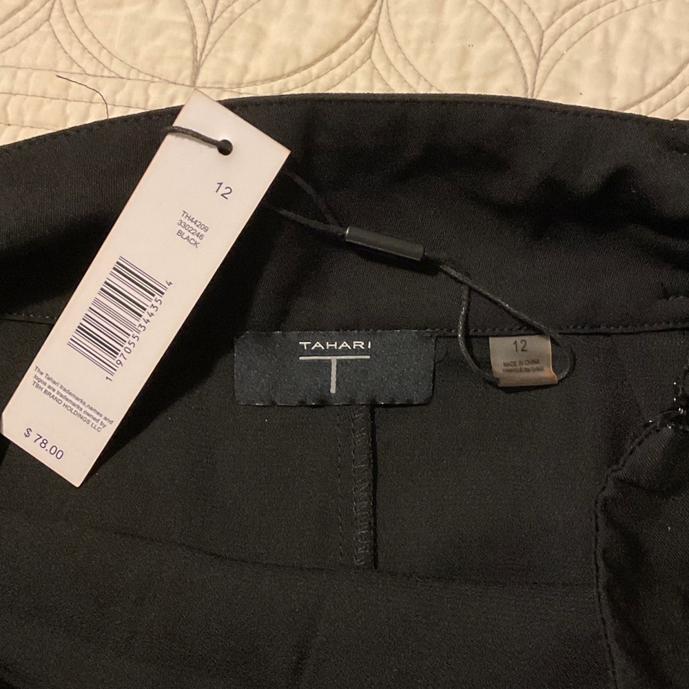 Tahari Black A-Line Skirt with Belt - Picture 2 of 5